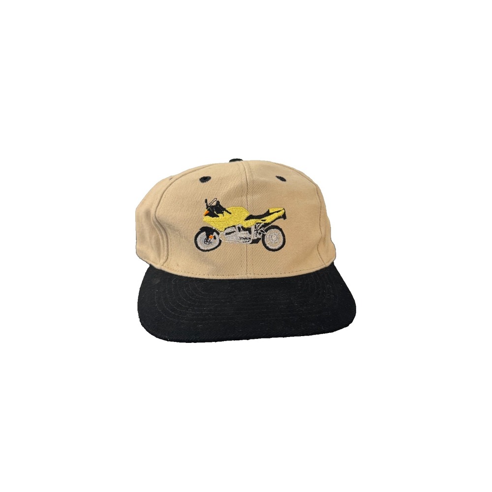 OTTO Baseball‎ Cap Mens One Size Beige Black Cotton Embroidered Motorcycle Logo